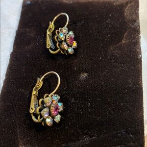 Liz Palacios Crystal Leverback Floral Earrings